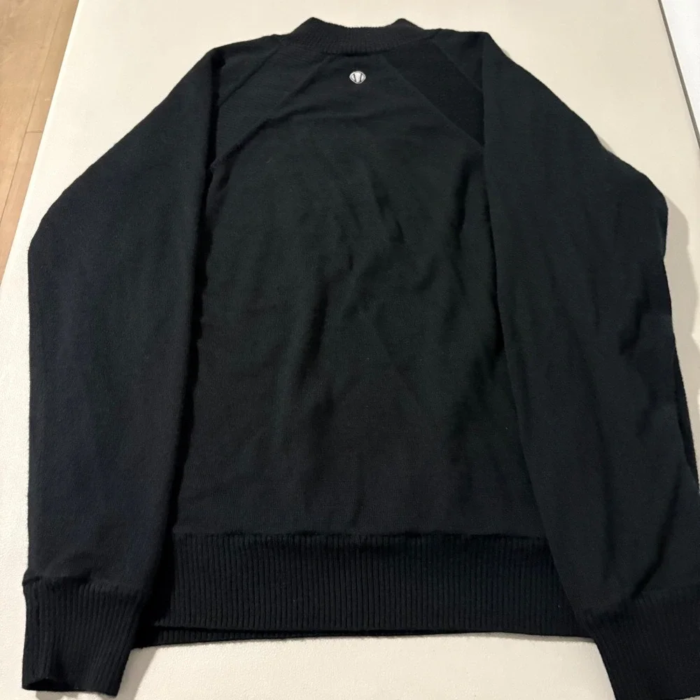 Sunice Windstopper Mens L 1/4 Zip Golf Sweater Black 100% Wool‎ Lined Pullover